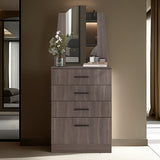 Cómoda Praga Milan 63x151cm de Cuatro Hileras con Tres Cajones con Espacio para Tv y con Espejo - CAJONERAS Y COMODAS | Bylmo