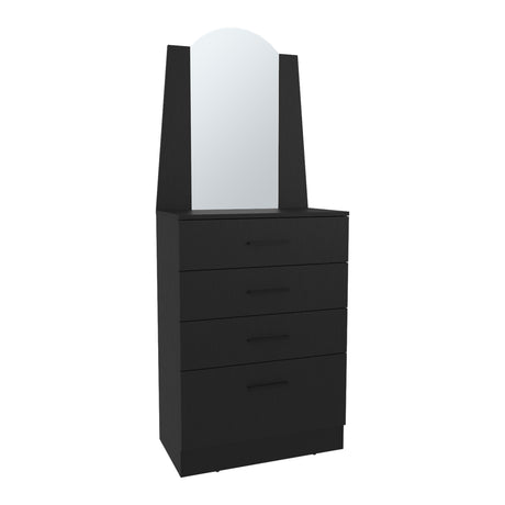 Cómoda Praga Wengue 63x151cm de Cuatro Hileras con Tres Cajones con Espacio para Tv y con Espejo - CAJONERAS Y COMODAS | Bylmo