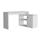 Escritorio en L Axis Eco Blanco 125x71cm con Organizador de Libros y sin Cajones - ESCRITORIOS | Bylmo