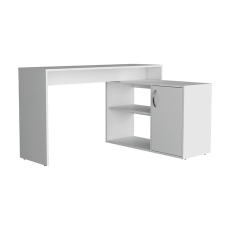 Escritorio en L Axis Eco Blanco 125x71cm con Organizador de Libros y sin Cajones - ESCRITORIOS | Bylmo