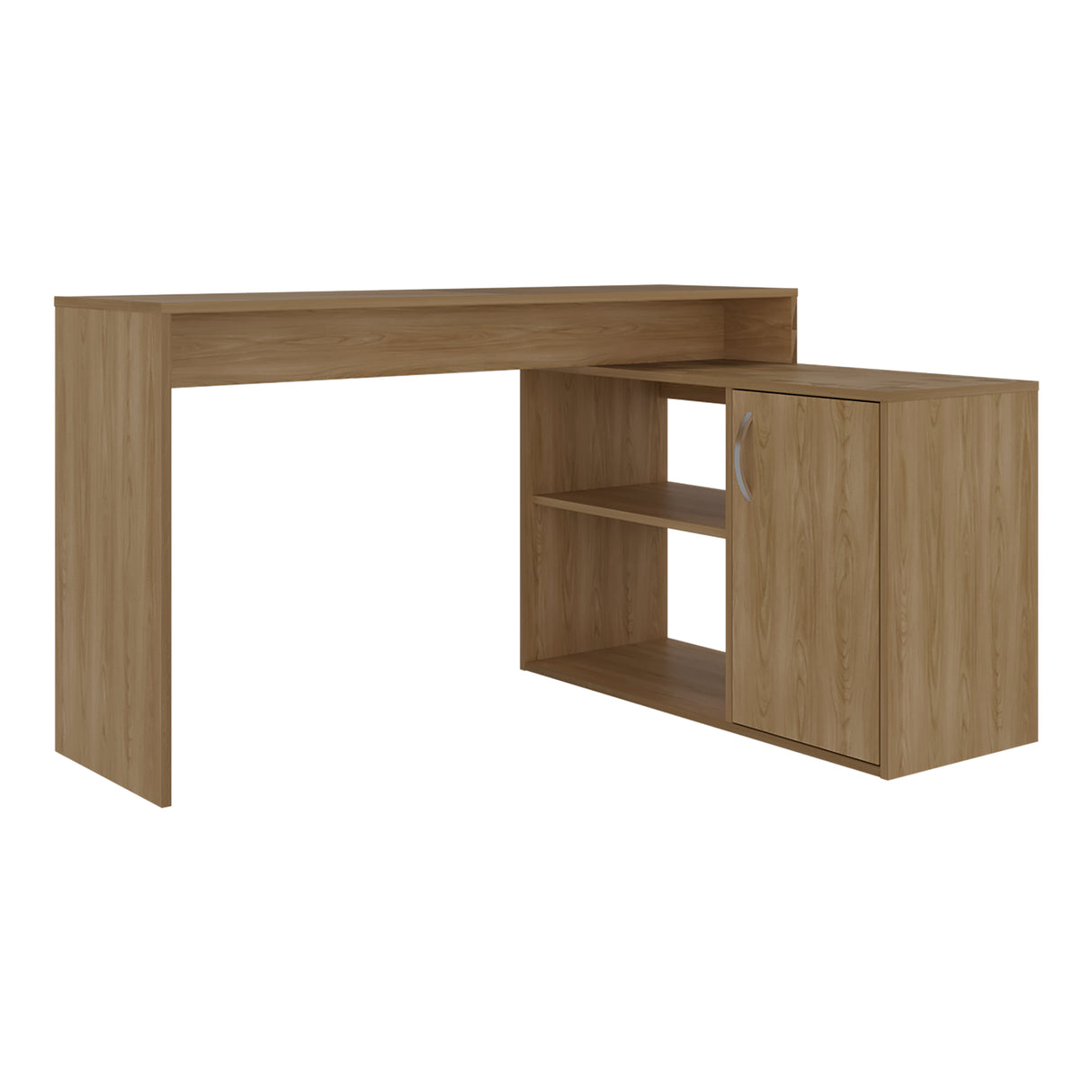Escritorio en L Axis Eco Fresno 125x71cm con Organizador de Libros y sin Cajones - ESCRITORIOS | Bylmo