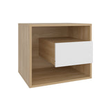Mesa de Noche Bud Fresno Europeo y Blanco 50x43cm con Un Cajón y con Un Compartimiento - MESAS DE NOCHE | Bylmo