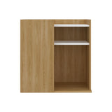 Mesa de Noche Cairo Fresno Europeo y Blanco 65x65cm con Tres Compartimientos - MESAS DE NOCHE | Bylmo