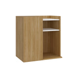 Mesa de Noche Cairo Fresno Europeo y Blanco 65x65cm con Tres Compartimientos - MESAS DE NOCHE | Bylmo