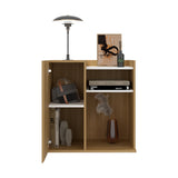 Mesa de Noche Cairo Fresno Europeo y Blanco 65x65cm con Tres Compartimientos - MESAS DE NOCHE | Bylmo