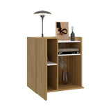 Mesa de Noche Cairo Fresno Europeo y Blanco 65x65cm con Tres Compartimientos - MESAS DE NOCHE | Bylmo