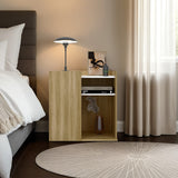 Mesa de Noche Cairo Fresno Europeo y Blanco 65x65cm con Tres Compartimientos - MESAS DE NOCHE | Bylmo