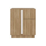 Mesa de Noche Carmi Fresno Europeo y Blanco 45x52cm con Un Cajón y con Tres Compartimientos - MESAS DE NOCHE | Bylmo