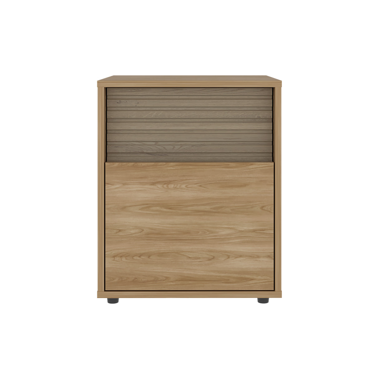 Mesa de Noche WandaL Fresno Europeo y Roble Natural 42.6x52cm con Un Cajón y con Dos Compartimientos - MESAS DE NOCHE | Bylmo