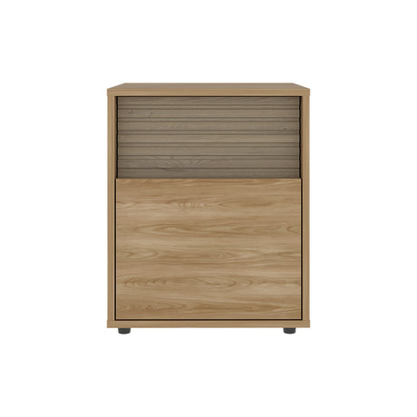 Mesa de Noche WandaL Fresno Europeo y Roble Natural 42.6x52cm con Un Cajón y con Dos Compartimientos - MESAS DE NOCHE | Bylmo