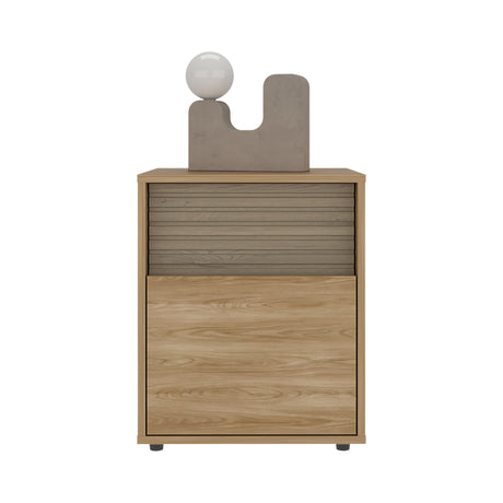 Mesa de Noche WandaL Fresno Europeo y Roble Natural 42.6x52cm con Un Cajón y con Dos Compartimientos - MESAS DE NOCHE | Bylmo