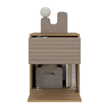 Mesa de Noche WandaL Fresno Europeo y Roble Natural 42.6x52cm con Un Cajón y con Dos Compartimientos - MESAS DE NOCHE | Bylmo