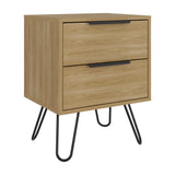 Mesa de Noche Augusta Fresno 45x57cm con Dos Cajones y con Dos Compartimientos - MESAS DE NOCHE | Bylmo