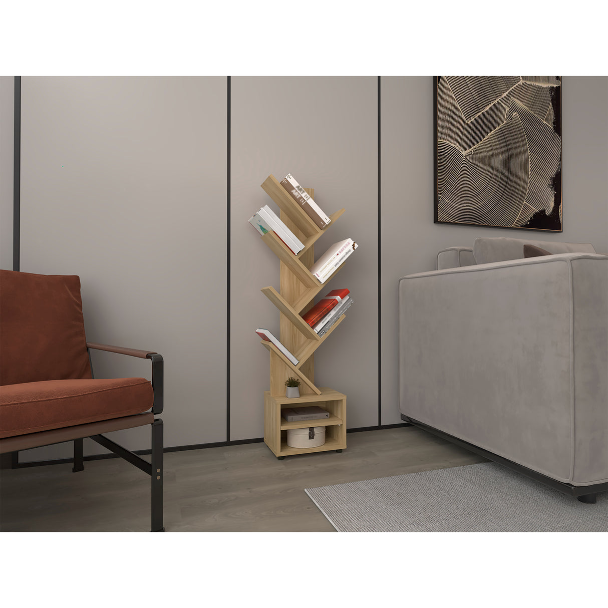 Biblioteca Kingstree Fresno 30.5x161.1cm Escalera con Ocho Compartimientos - BIBLIOTECAS Y ESTANTERIAS | Bylmo