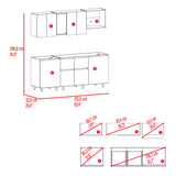 Cocina Amantia Fresno Europeo y Plomo 212x62cm sin Meson sin Estufa y con Espacio para Microondas - COCINAS | Bylmo