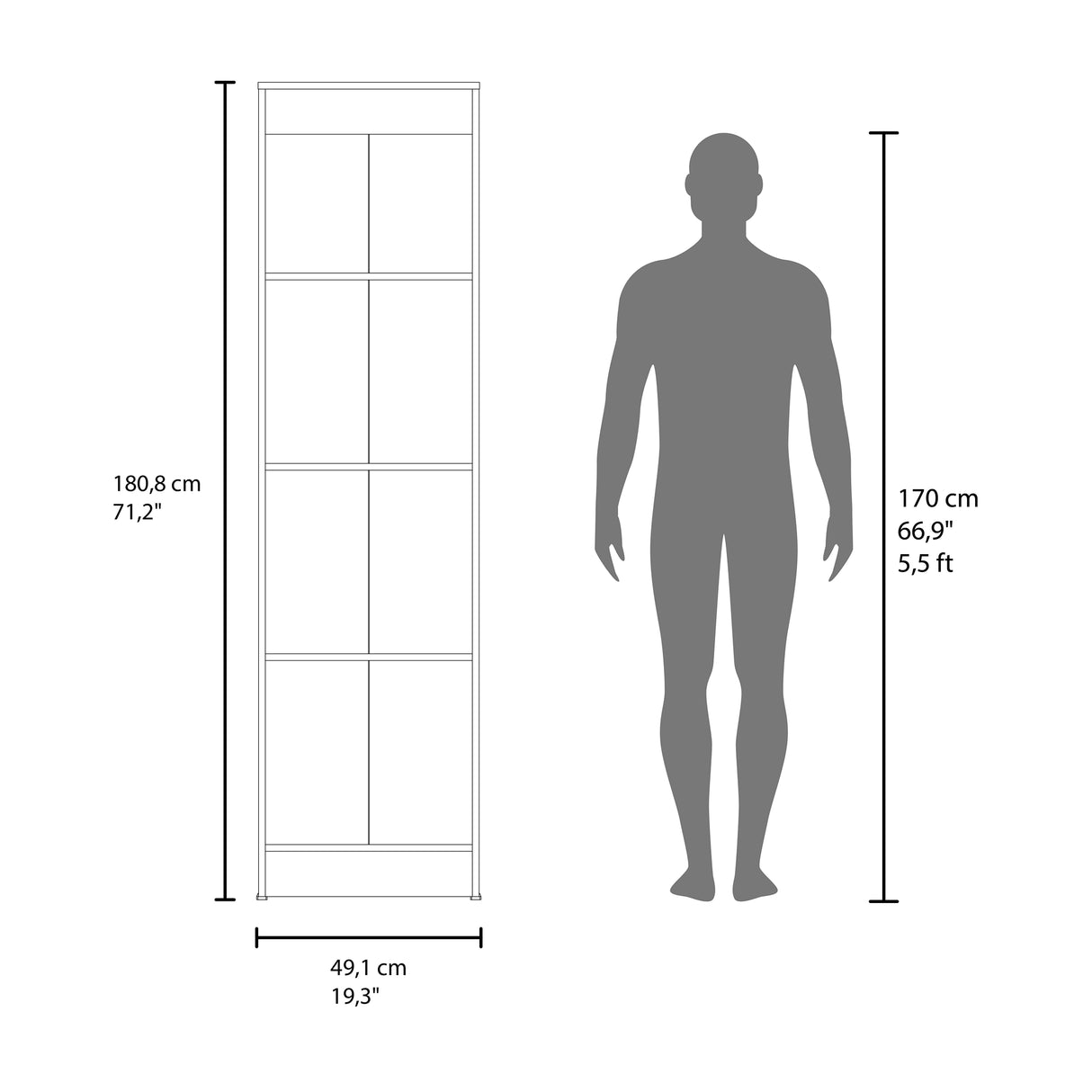 Closet Praga Milan 49.1x180.8cm con una Puerta sin Cajones y con Espejo - CLOSETS | Bylmo