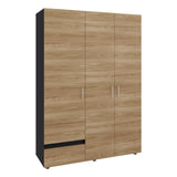 Closet Edmon Wengue Fresno 140x200cm con Tres Puertas y con Tres Cajones - CLOSETS | Bylmo