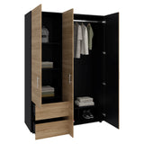 Closet Edmon Wengue Fresno 140x200cm con Tres Puertas y con Tres Cajones - CLOSETS | Bylmo