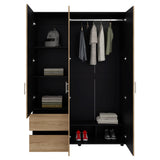 Closet Edmon Wengue Fresno 140x200cm con Tres Puertas y con Tres Cajones - CLOSETS | Bylmo