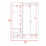Closet Edmon Wengue Fresno 140x200cm con Tres Puertas y con Tres Cajones - CLOSETS | Bylmo