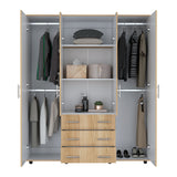 Closet Fontan Fresno Europeo y Blanco 150x179cm con Cuatro Puertas y con Cuatro Cajones - CLOSETS | Bylmo