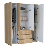 Closet Fontan Fresno Europeo y Blanco 150x179cm con Cuatro Puertas y con Cuatro Cajones - CLOSETS | Bylmo