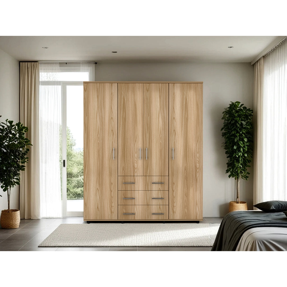 Closet Fontan Fresno Europeo y Blanco 150x179cm con Cuatro Puertas y con Cuatro Cajones - CLOSETS | Bylmo