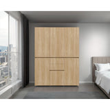 Closet Siruela Eco Bardolino y Wengue 150x200cm con Cinco Puertas y con Cinco Cajones - CLOSETS | Bylmo