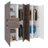 Closet Antalya Avellana y Blanco 200x200cm con Cinco Puertas y con Diez Compartimientos - CLOSETS | Bylmo