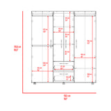 Closet Marcus Wengue y Fresno 150.3x170cm con Cuatro Puertas y con Nueve Compartimientos - CLOSETS | Bylmo
