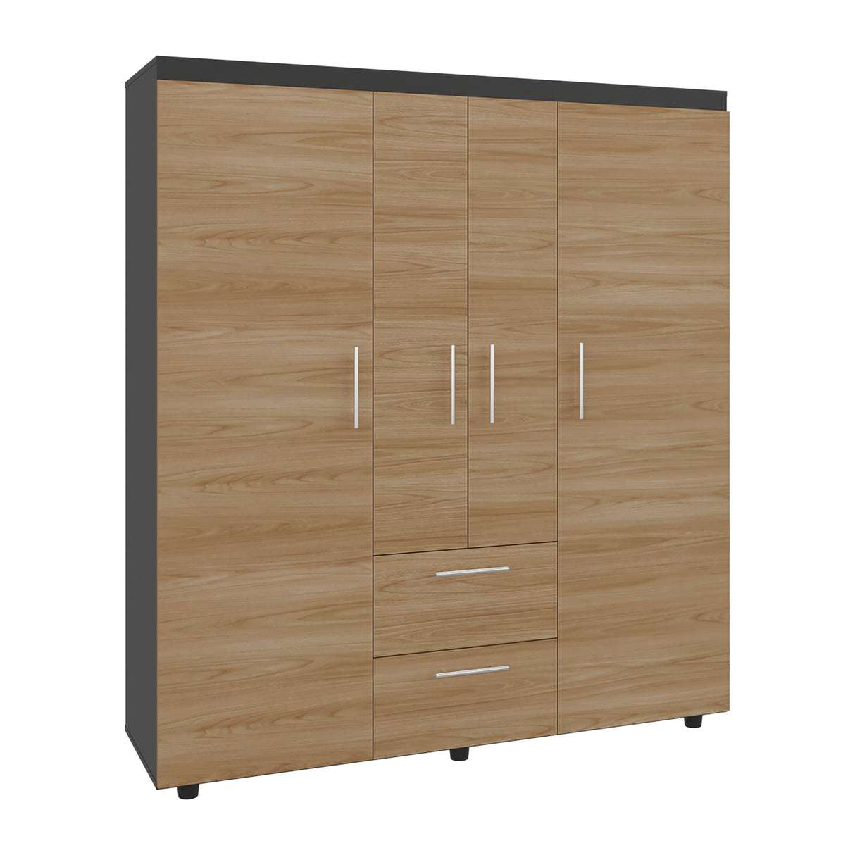 Closet Marcus Wengue y Fresno 150.3x170cm con Cuatro Puertas y con Nueve Compartimientos - CLOSETS | Bylmo