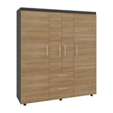 Closet Marcus Wengue y Fresno 150.3x170cm con Cuatro Puertas y con Nueve Compartimientos - CLOSETS | Bylmo