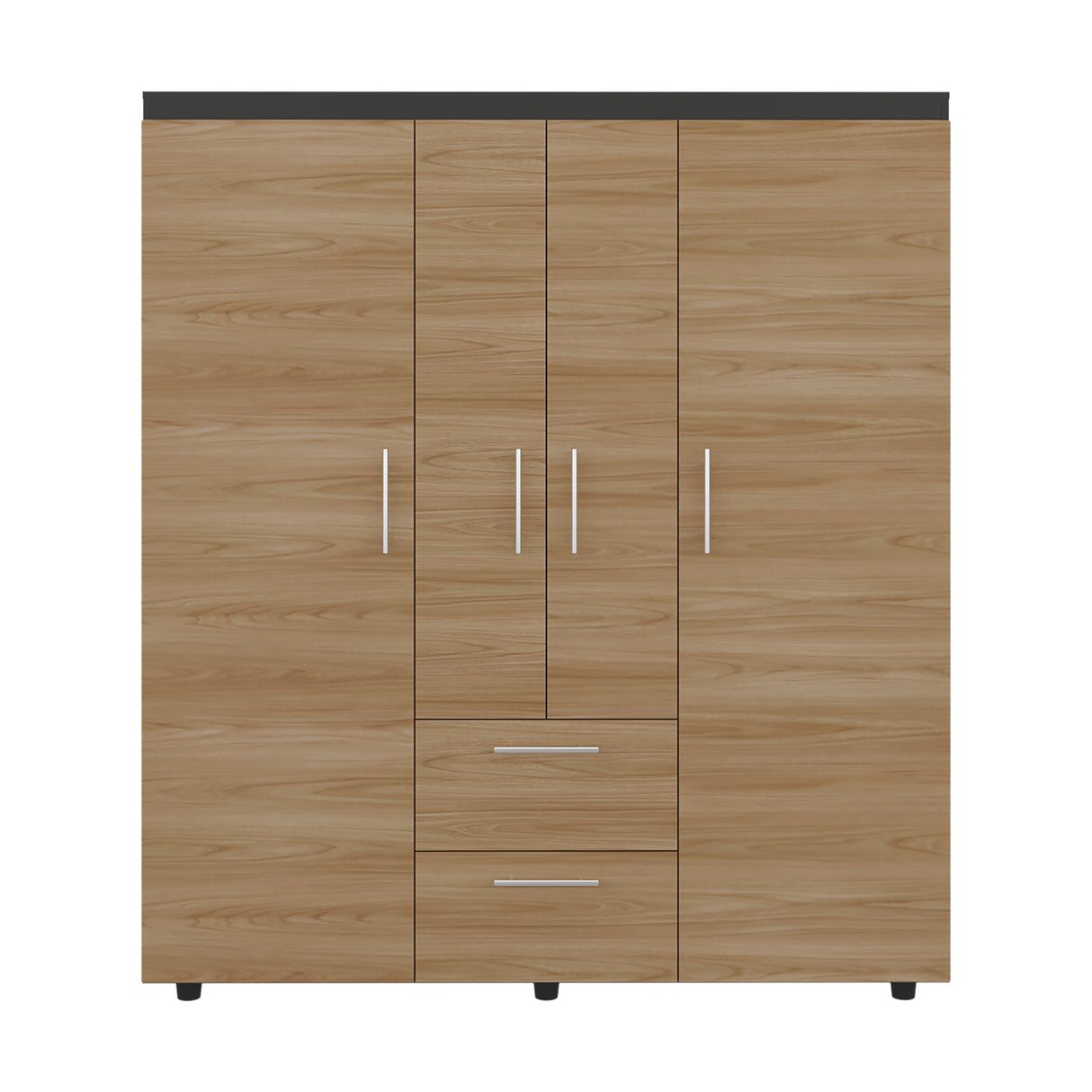Closet Marcus Wengue y Fresno 150.3x170cm con Cuatro Puertas y con Nueve Compartimientos - CLOSETS | Bylmo