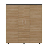 Closet Marcus Wengue y Fresno 150.3x170cm con Cuatro Puertas y con Nueve Compartimientos - CLOSETS | Bylmo