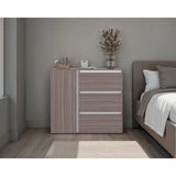 Cómoda Niza Avellana y Blanco 100x91cm de Tres Hileras con Tres Cajones - CAJONERAS Y COMODAS | Bylmo