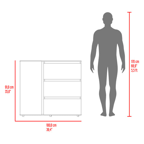 Cómoda Niza Avellana y Blanco 100x91cm de Tres Hileras con Tres Cajones - CAJONERAS Y COMODAS | Bylmo
