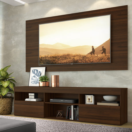 Centro de Entretenimiento Florida Café 175x90cm Para TV Hasta 65" Pulgadas con Tres Comportimientos - MUEBLES DE TV | Bylmo