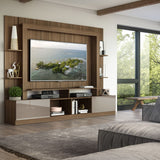 Centro de Entretenimiento Berlín Café 213x171cm Para TV Hasta 65" Pulgadas con Dos Comportimientos - MUEBLES DE TV | Bylmo