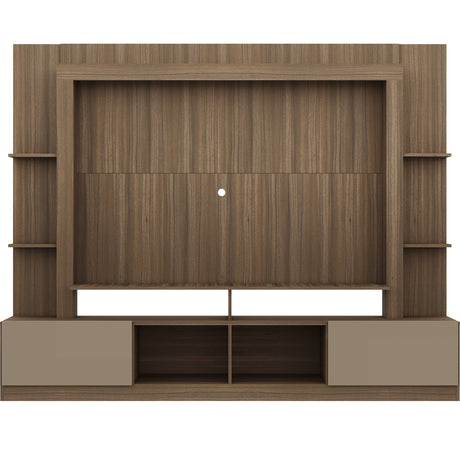 Centro de Entretenimiento Berlín Café 213x171cm Para TV Hasta 65" Pulgadas con Dos Comportimientos - MUEBLES DE TV | Bylmo