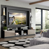 Centro de Entretenimiento Berlín Negro 213x171cm Para TV Hasta 65" Pulgadas con Dos Comportimientos - MUEBLES DE TV | Bylmo