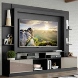 Centro de Entretenimiento Berlín Negro 213x171cm Para TV Hasta 65" Pulgadas con Dos Comportimientos - MUEBLES DE TV | Bylmo