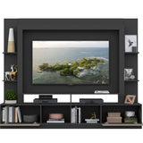 Centro de Entretenimiento Berlín Negro 213x171cm Para TV Hasta 65" Pulgadas con Dos Comportimientos - MUEBLES DE TV | Bylmo