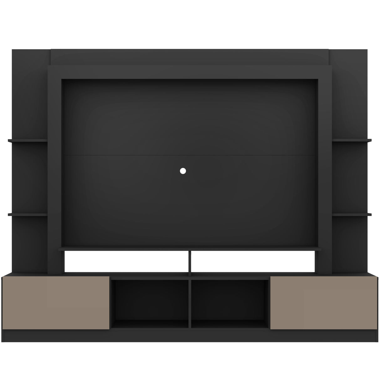Centro de Entretenimiento Berlín Negro 213x171cm Para TV Hasta 65" Pulgadas con Dos Comportimientos - MUEBLES DE TV | Bylmo