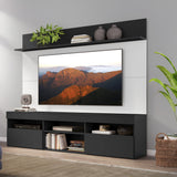 Centro de Entretenimiento Madrid Blanco y Negro 175x116cm Para TV Hasta 75" Pulgadas con Tres Comportimientos