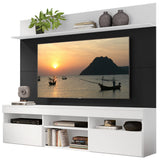 Centro de Entretenimiento Madrid Negro y Blanco 175x116cm Para TV Hasta 75" Pulgadas con Tres Comportimientos