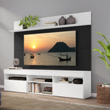 Centro de Entretenimiento Madrid Negro y Blanco 175x116cm Para TV Hasta 75" Pulgadas con Tres Comportimientos