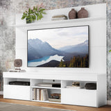 Centro de Entretenimiento Madrid Blanco 175x116cm Para TV Hasta 75" Pulgadas con Tres Comportimientos - MUEBLES DE TV | Bylmo