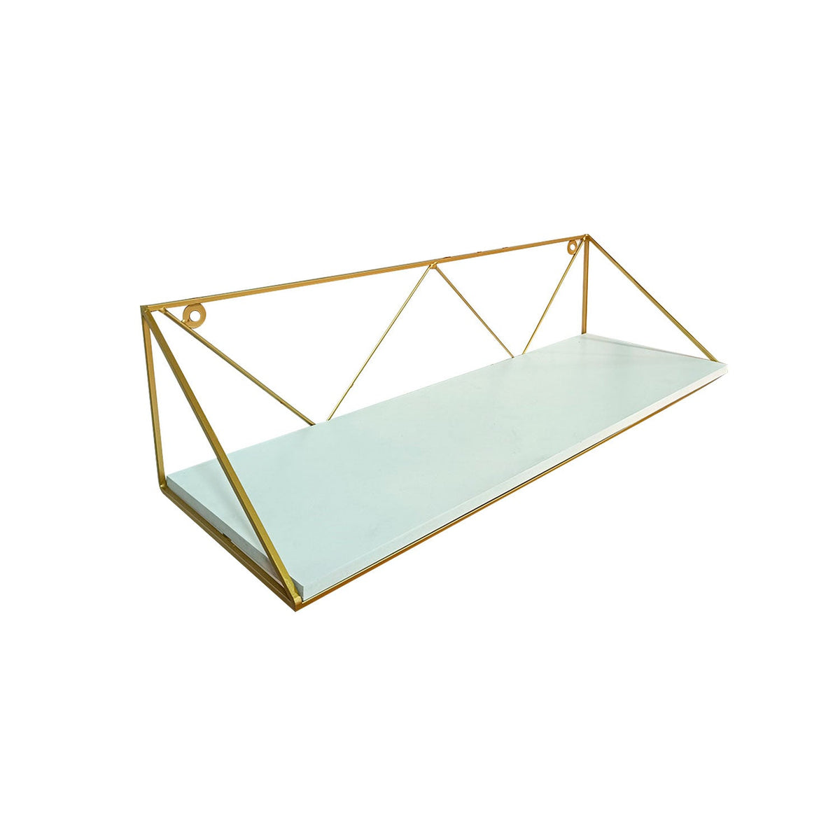 Repisa Novo Blanco y Dorado 60x15cm Rectangular con Un Entrepaño