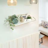 Repisa Novo Blanco y Dorado 60x15cm Rectangular con Un Entrepaño