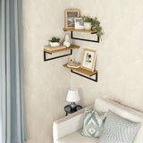 Set de 3 Repisas Elia Madera Natural y Negro 40x14.6cm Rectangular con Tres Entrepaños - REPISAS | Bylmo